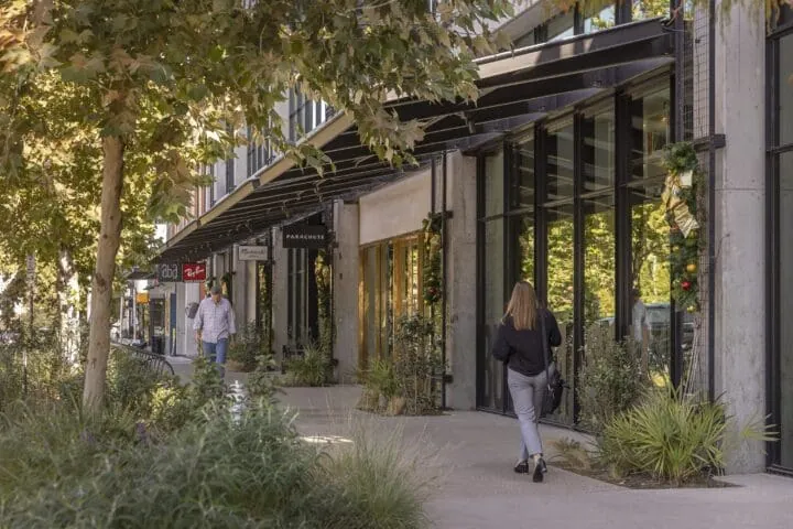 Boutique shopping street scene